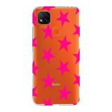 Manitoba Xiaomi Redmi 9C / 10A Uyumlu Baskılı Yumuşak Silikon Telefon Kılıfı, Turuncu, Pembe Yıldız Desen