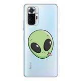 Manitoba Xiaomi Redmi Note 10 Pro Uyumlu Baskılı Yumuşak Silikon Şeffaf Telefon Kılıfı, Yeşil Alien Desen