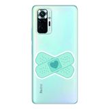 Manitoba Xiaomi Redmi Note 10 Pro Uyumlu Kalp Yara Bandı Tasarımlı Şeffaf Telefon Kılıfı, Silikon, Çok Renkli