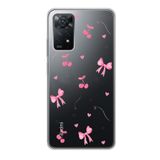 Manitoba Xiaomi Redmi Note 11 Pro/Note 12 Pro 4G ile Uyumlu Baskılı Yumuşak Silikon Şeffaf Telefon Kılıfı, Kiraz ve Fiyonk Desen