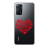Manitoba Xiaomi Redmi Note 11 Pro/Note 12 Pro 4G ile Uyumlu Baskılı Yumuşak Silikon Şeffaf Telefon Kılıfı, Kırmızı Kalp Deseni