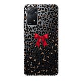 Manitoba Xiaomi Redmi Note 11 Pro/Note 12 Pro 4G ile Uyumlu Baskılı Yumuşak Silikon Şeffaf Telefon Kılıfı, Leopar Desen, Kırmızı Fiyonk