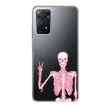 Manitoba Xiaomi Redmi Note 11 Pro/Note 12 Pro 4G ile Uyumlu Baskılı Yumuşak Silikon Şeffaf Telefon Kılıfı, Pembe Iskelet Deseni