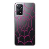 Manitoba Xiaomi Redmi Note 11 Pro/Note 12 Pro 4G ile Uyumlu Baskılı Yumuşak Silikon Şeffaf Telefon Kılıfı, Pembe Örümcek Ağı Deseni