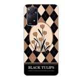 Manitoba Xiaomi Redmi Note 11 Pro/Note 12 Pro 4G ile Uyumlu Baskılı Yumuşak Silikon Telefon Kılıfı, Siyah Laleler Deseni