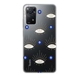 Manitoba Xiaomi Redmi Note 11 Pro/Note 12 Pro 4G ile Uyumlu Nazar Boncuğu Tasarımlı Baskılı Şeffaf Telefon Kılıfı