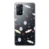 Manitoba Xiaomi Redmi Note 11 Pro/Note 12 Pro 4G ile Uyumlu Uzay Tasarımlı Baskılı Şeffaf Telefon Kılıfı