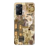 Manitoba Xiaomi Redmi Note 11 Pro/Note 12 Pro 4G ile Uyumlu Vintage Kolaj Tasarımlı Baskılı Şeffaf Telefon Kılıfı
