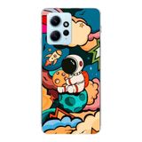 Manitoba Xiaomi Redmi Note 12 4G ile Uyumlu Astronot Tasarımlı Baskılı Şeffaf Telefon Kılıfı, Çok Renkli