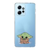 Manitoba Xiaomi Redmi Note 12 4G ile Uyumlu Baby Yoda Tasarımlı Baskılı Şeffaf Telefon Kılıfı, Silikon, Çok Renkli