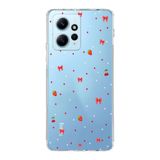 Manitoba Xiaomi Redmi Note 12 4G ile Uyumlu Baskılı Yumuşak Silikon Şeffaf Telefon Kılıfı, Çilek ve Fiyonk Deseni