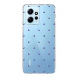 Manitoba Xiaomi Redmi Note 12 4G ile Uyumlu Baskılı Yumuşak Silikon Şeffaf Telefon Kılıfı, Mor Kalp Deseni