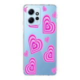 Manitoba Xiaomi Redmi Note 12 4G ile Uyumlu Baskılı Yumuşak Silikon Şeffaf Telefon Kılıfı, Pembe Kalp Deseni