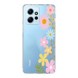 Manitoba Xiaomi Redmi Note 12 4G ile Uyumlu Çiçek Tasarımlı Baskılı Şeffaf Telefon Kılıfı, Çok Renkli