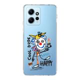 Manitoba Xiaomi Redmi Note 12 4G ile Uyumlu Cool Dude Tasarımlı Baskılı Şeffaf Telefon Kılıfı, Çok Renkli