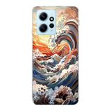 Manitoba Xiaomi Redmi Note 12 4G ile Uyumlu Dalga Tasarımlı Baskılı Şeffaf Telefon Kılıfı, Çok Renkli
