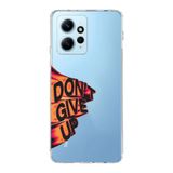 Manitoba Xiaomi Redmi Note 12 4G ile Uyumlu, Dont Give Up Tasarımlı, Baskılı Şeffaf Silikon Telefon Kılıfı, Çok Renkli