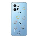 Manitoba Xiaomi Redmi Note 12 4G ile Uyumlu Gülen Yüzler Tasarımlı Baskılı Şeffaf Telefon Kılıfı, Çok Renkli
