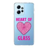 Manitoba Xiaomi Redmi Note 12 4G ile Uyumlu Heart Of Glass Tasarımlı Baskılı Şeffaf Telefon Kılıfı, Çok Renkli