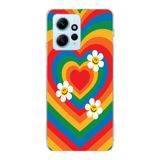 Manitoba Xiaomi Redmi Note 12 4G ile Uyumlu Kalp ve Papatya Tasarımlı Baskılı Şeffaf Telefon Kılıfı, Çok Renkli
