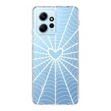 Manitoba Xiaomi Redmi Note 12 4G ile Uyumlu Kalpli Örümcek Ağı Tasarımlı Baskılı Şeffaf Silikon Telefon Kılıfı