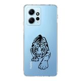 Manitoba Xiaomi Redmi Note 12 4G ile Uyumlu Kaplan Tasarımlı Baskılı Şeffaf Telefon Kılıfı