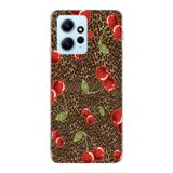 Manitoba Xiaomi Redmi Note 12 4G ile Uyumlu Leopar ve Kiraz Tasarımlı Baskılı Şeffaf Telefon Kılıfı
