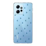Manitoba Xiaomi Redmi Note 12 4G ile Uyumlu Mavi Kirazlar Tasarımlı Baskılı Şeffaf Telefon Kılıfı