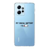 Manitoba Xiaomi Redmi Note 12 4G ile Uyumlu My Social Battery Tasarımlı Baskılı Şeffaf Telefon Kılıfı, Çok Renkli
