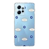 Manitoba Xiaomi Redmi Note 12 4G ile Uyumlu Nazar Boncuğu Tasarımlı Baskılı Şeffaf Silikon Telefon Kılıfı, Mavi