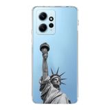 Manitoba Xiaomi Redmi Note 12 4G ile Uyumlu Özgürlük Heykeli Tasarımlı Baskılı Şeffaf Telefon Kılıfı