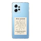 Manitoba Xiaomi Redmi Note 12 4G ile Uyumlu Picasso Tasarımlı Baskılı Şeffaf Telefon Kılıfı, Çok Renkli