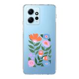 Manitoba Xiaomi Redmi Note 12 4G ile Uyumlu Sanatsal Çiçek Tasarımlı Baskılı Şeffaf Telefon Kılıfı