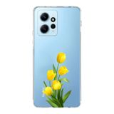 Manitoba Xiaomi Redmi Note 12 4G ile Uyumlu Sarı Lale Tasarımlı Baskılı Şeffaf Telefon Kılıfı