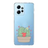 Manitoba Xiaomi Redmi Note 12 4G ile Uyumlu Sevimli Kaktüsler Tasarımlı Baskılı Şeffaf Telefon Kılıfı, Çok Renkli