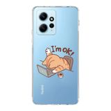 Manitoba Xiaomi Redmi Note 12 4G ile Uyumlu Sevimli Kedi Tasarımlı Baskılı Şeffaf Telefon Kılıfı