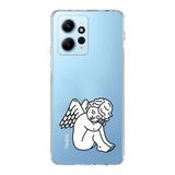 Manitoba Xiaomi Redmi Note 12 4G ile Uyumlu Sevimli Melek Tasarımlı Baskılı Şeffaf Telefon Kılıfı