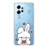 Manitoba Xiaomi Redmi Note 12 4G ile Uyumlu Sevimli Tavşan Tasarımlı Baskılı Şeffaf Telefon Kılıfı
