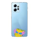 Manitoba Xiaomi Redmi Note 12 4G ile Uyumlu SpongeBob Tasarımlı Baskılı Şeffaf Silikon Telefon Kılıfı, Çok Renkli