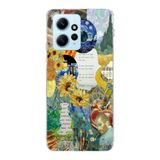 Manitoba Xiaomi Redmi Note 12 4G ile Uyumlu Van Gogh Kolaj Tasarımlı Baskılı Şeffaf Telefon Kılıfı, Çok Renkli