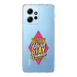 Manitoba Xiaomi Redmi Note 12 4G Uyumlu Work Hard Tasarımlı Baskılı Şeffaf Telefon Kılıfı