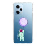 Manitoba Xiaomi Redmi Note 12 Pro 5G ile Uyumlu Astronot Tasarımlı Baskılı Şeffaf Telefon Kılıfı