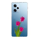 Manitoba Xiaomi Redmi Note 12 Pro 5G ile Uyumlu Baskılı Yumuşak Silikon Şeffaf Telefon Kılıfı, Çiçek Desen