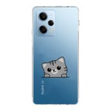Manitoba Xiaomi Redmi Note 12 Pro 5G ile Uyumlu Baskılı Yumuşak Silikon Şeffaf Telefon Kılıfı, Kedi Deseni