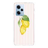 Manitoba Xiaomi Redmi Note 12 Pro 5G ile Uyumlu Baskılı Yumuşak Silikon Şeffaf Telefon Kılıfı, Limon Desenli