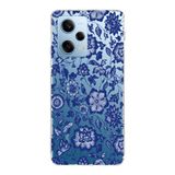 Manitoba Xiaomi Redmi Note 12 Pro 5G ile Uyumlu Baskılı Yumuşak Silikon Şeffaf Telefon Kılıfı, Mavi Çiçek Deseni
