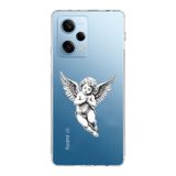Manitoba Xiaomi Redmi Note 12 Pro 5G ile Uyumlu Baskılı Yumuşak Silikon Şeffaf Telefon Kılıfı, Melek Deseni
