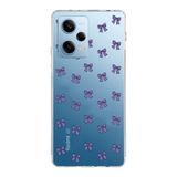 Manitoba Xiaomi Redmi Note 12 Pro 5G ile Uyumlu Baskılı Yumuşak Silikon Şeffaf Telefon Kılıfı, Mor Fiyonk Deseni