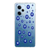 Manitoba Xiaomi Redmi Note 12 Pro 5G ile Uyumlu Baskılı Yumuşak Silikon Şeffaf Telefon Kılıfı, Nazar Boncuğu Deseni