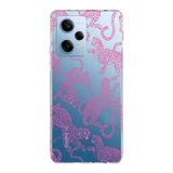 Manitoba Xiaomi Redmi Note 12 Pro 5G ile Uyumlu Baskılı Yumuşak Silikon Şeffaf Telefon Kılıfı, Pembe Leopar Desen